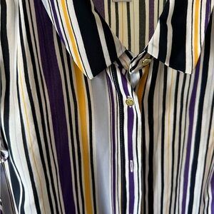 Liz Claiborne Striped Blouse - Black, Purple, Yellow